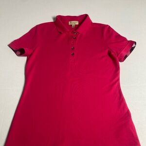 Burberry Women’s Small Pink Solid Pique Mesh Cotton Polo Shirt